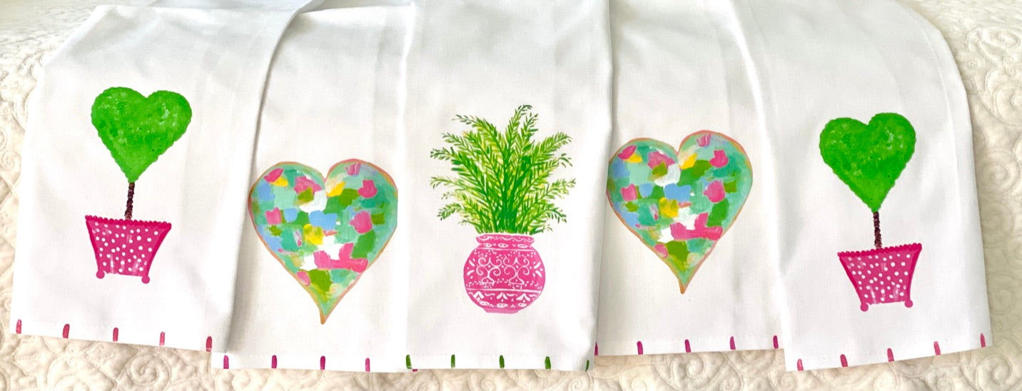 Pink Heart Topiary Tea Towel - Thumbnail 2