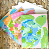 Colorful  Sea Turtle Notecard Set