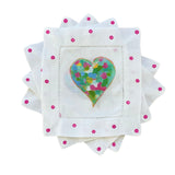 Pink Abstract Heart Linen Cocktail Napkins