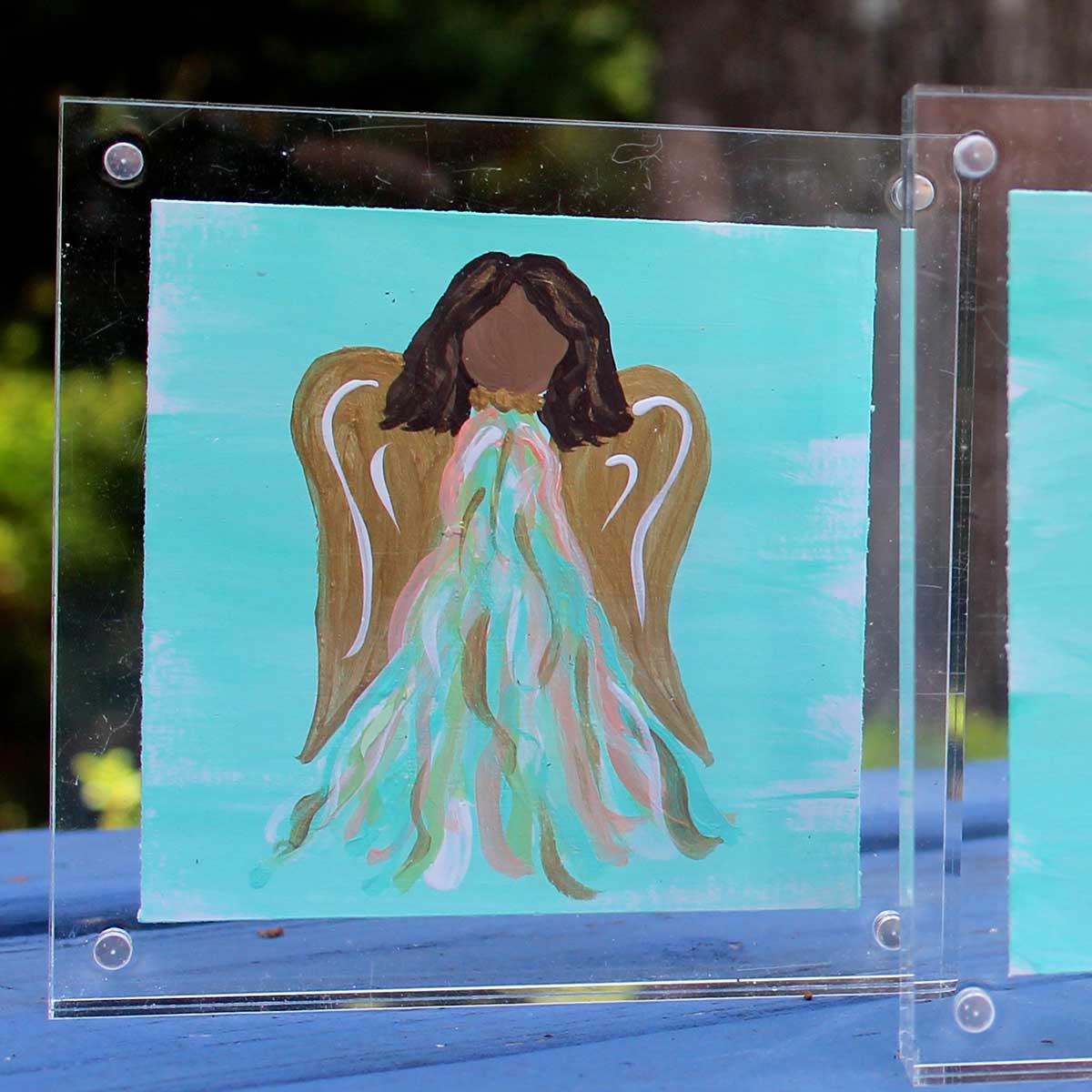 Brown Abstract Angel in Acrylic Frame