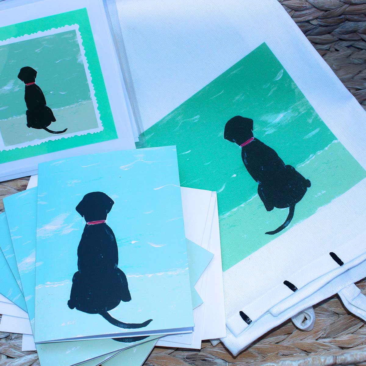 Black Lab Beach Dog Tea Towel - Thumbnail 2