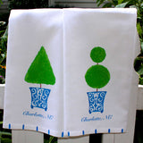 Blue Chinoiserie Topiary Tea Towel