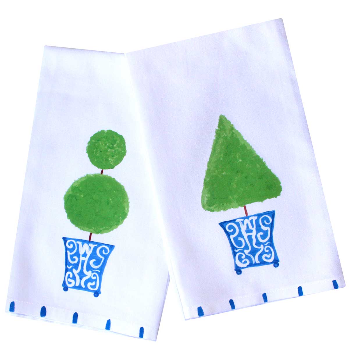 Blue Chinoiserie Topiary Kitchen Towel