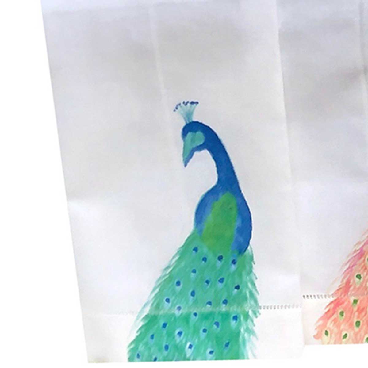 Blue Colorful Peacock Linen Guest Towel