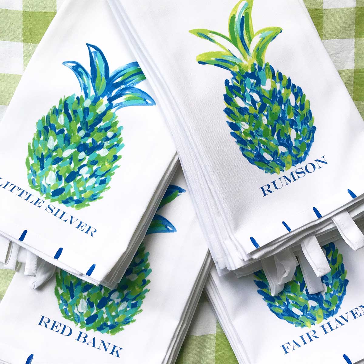 BLUE GREEN PINEAPPLE TEA TOWEL - Thumbnail 5