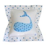 Blue Whale Linen Pillow
