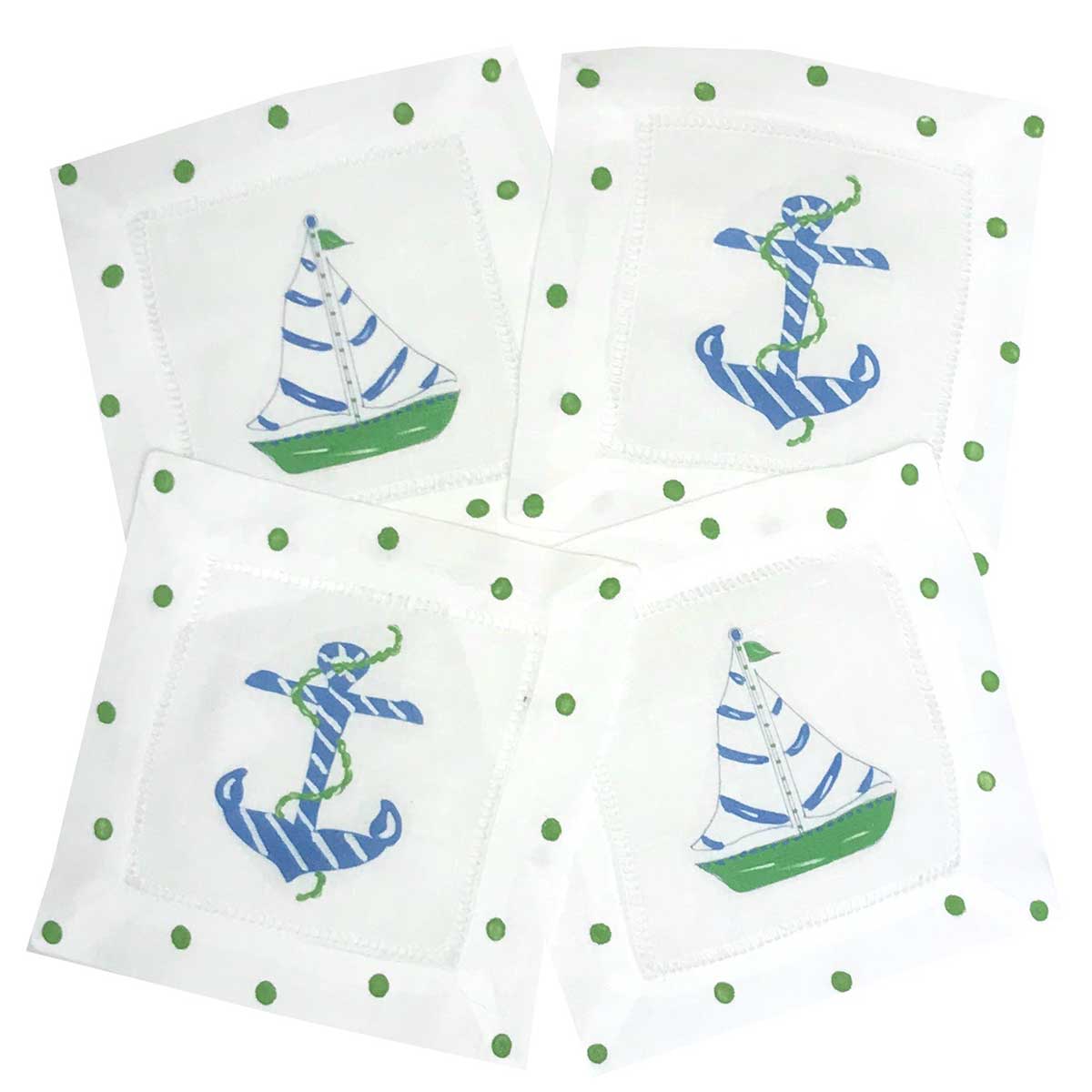Nautical Linen Cocktail Napkins - Thumbnail 3