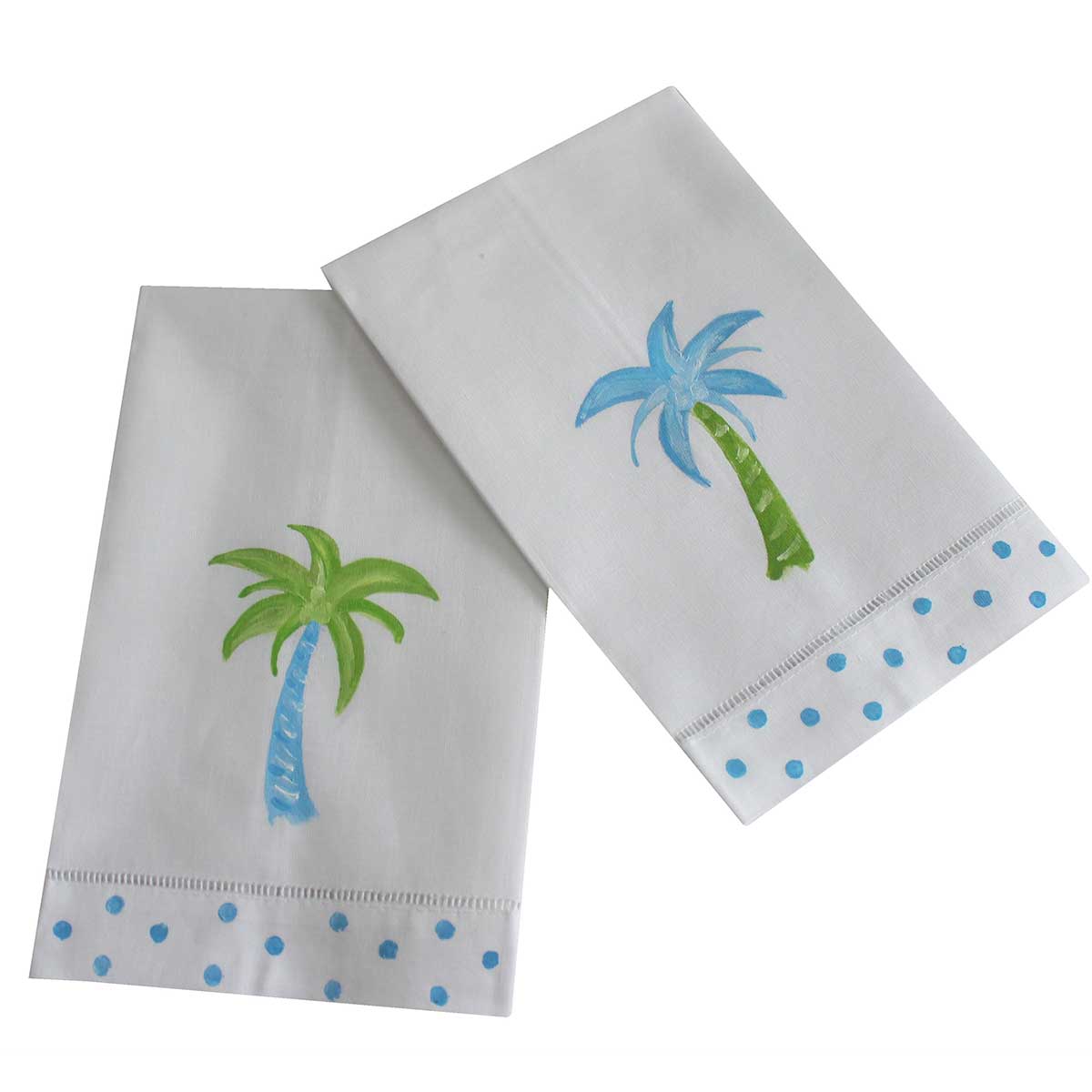 Colorful Palm Tree Linen Guest Towel Set