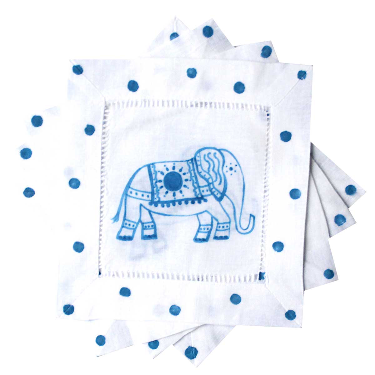 Elephant Linen Cocktail Napkins - Thumbnail 3