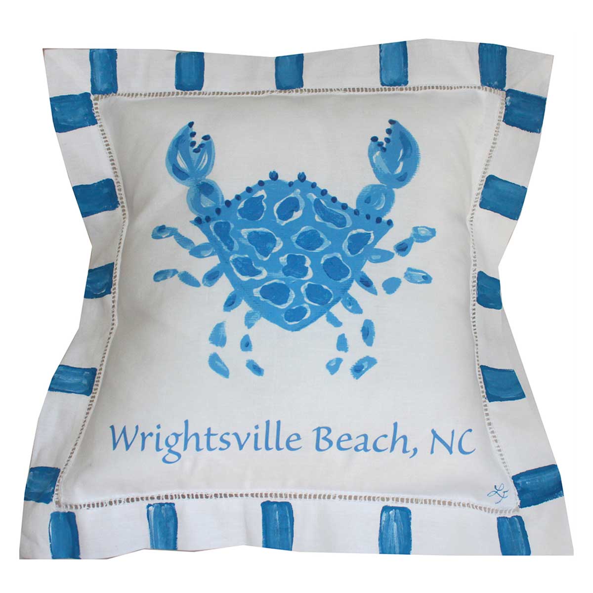 Blue and White Crab Pillow