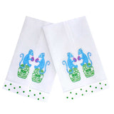 Chinoiserie Monkey Linen Guest Towels