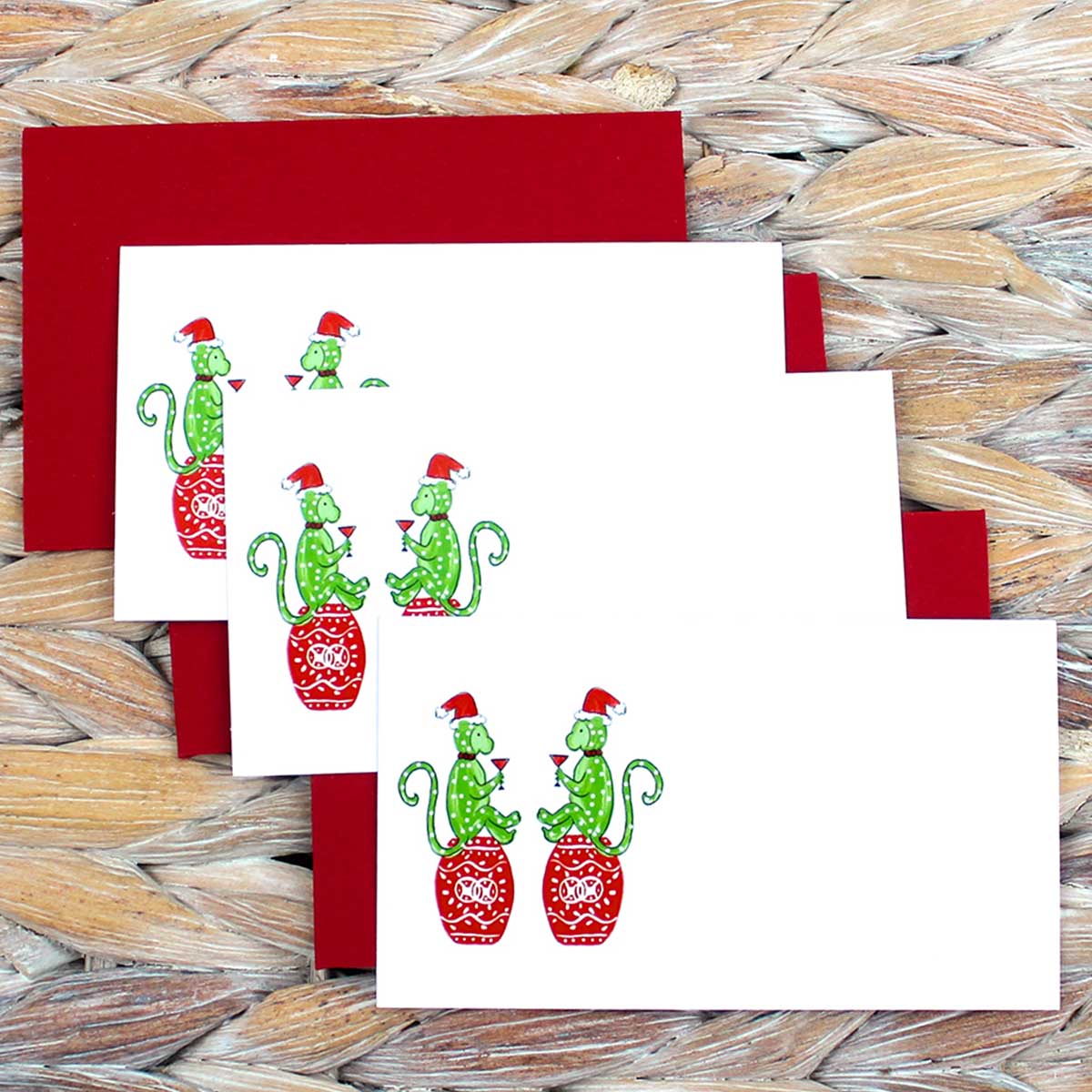 Chinoiserie Christmas Monkeys Gift Enclosure Card Set