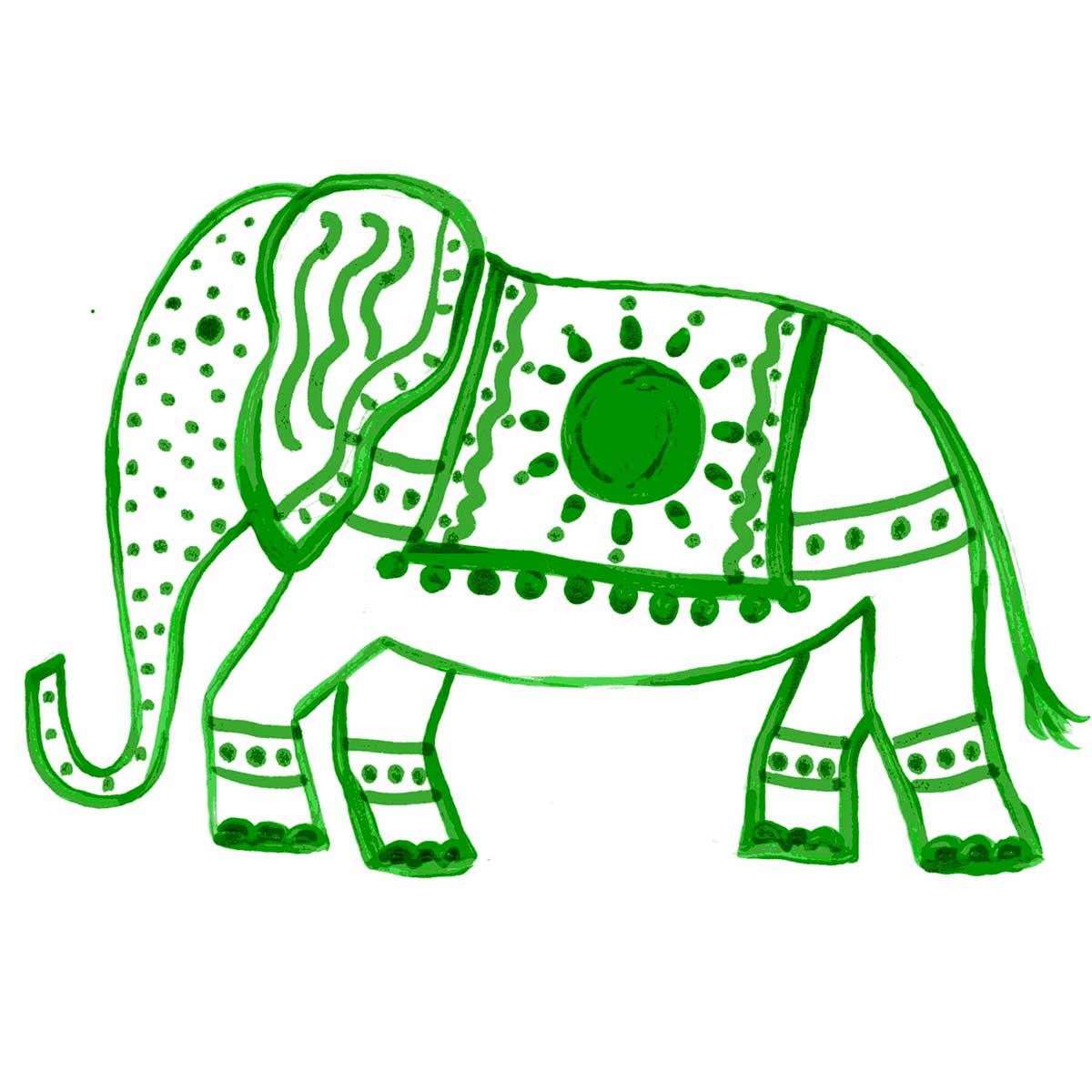 Green Chinoiserie Elephant Romper