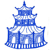 Blue Chinoiserie Pagoda Tea Towel