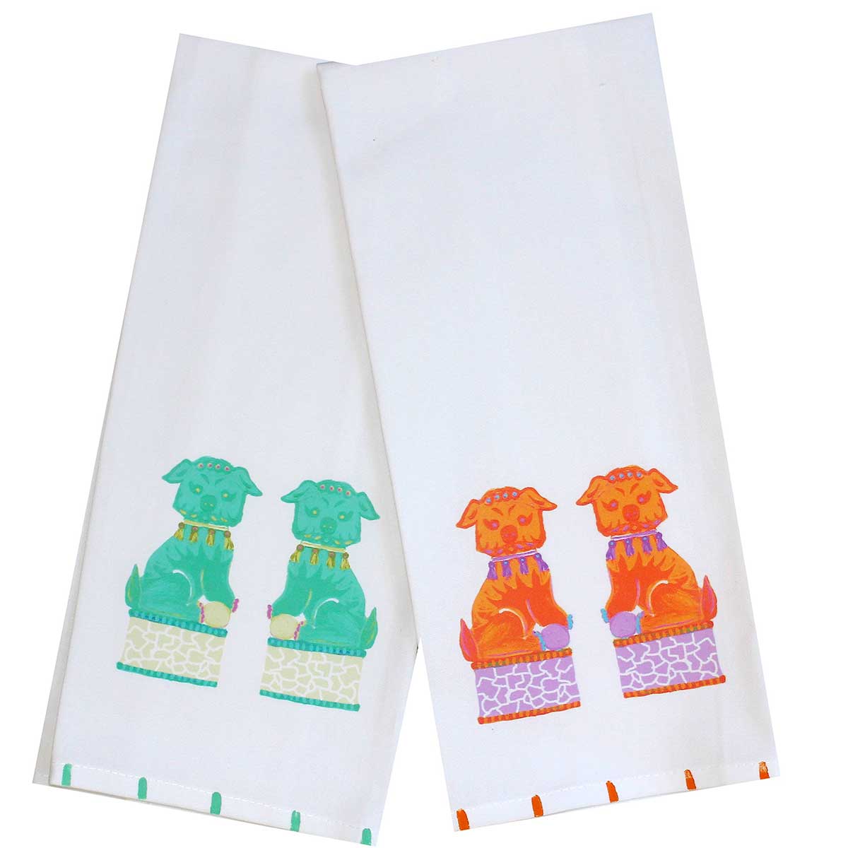 Chinoiserie Foo Dogs Tea Towel