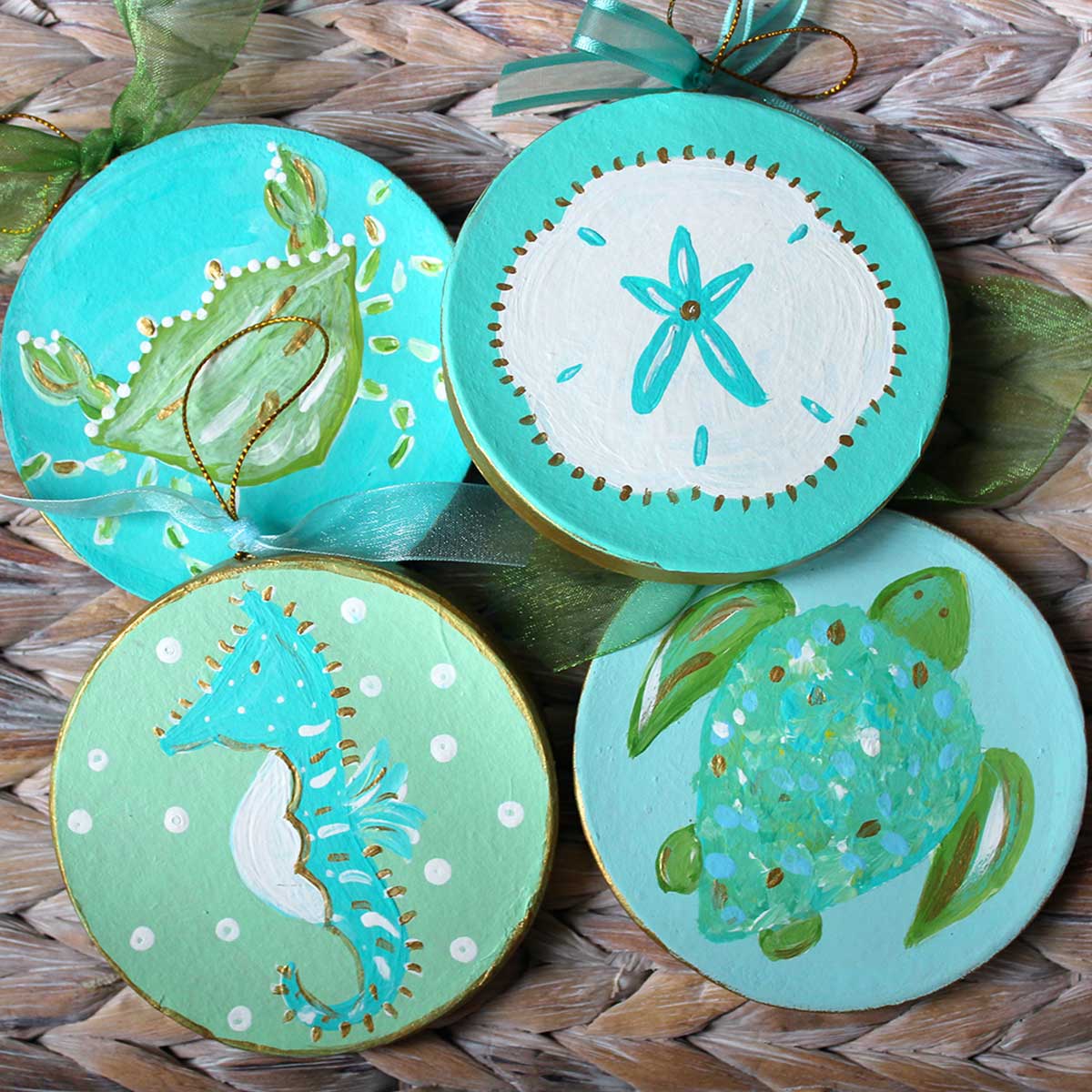 Coastal Christmas Hand Painted Ornament - Thumbnail 2