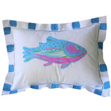Blue Rainbow Trout Linen Pillow