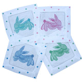 Colorful Spring Bunny Linen Cocktail Napkins