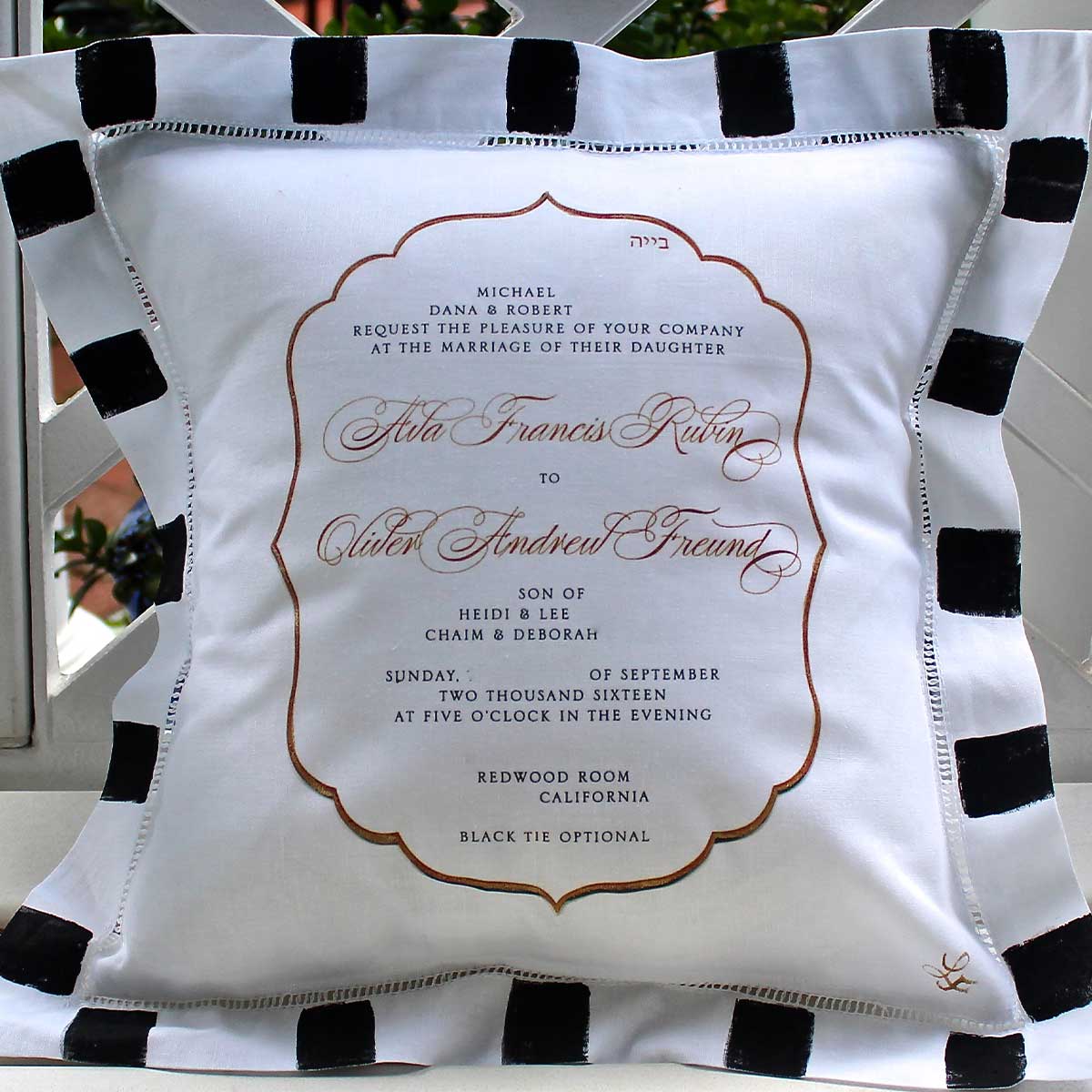 Custom Wedding Invitation Linen Pillow
