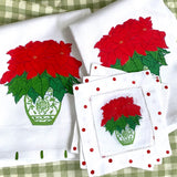 Poinsettia Chinoiserie Holiday Tea Towel