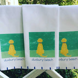 Golden Beach Dog Tea Towel