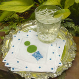 Green Topiary Blue Chinoiserie Cocktail Napkins