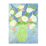 Blue and  White Floral in Green Vase Painting