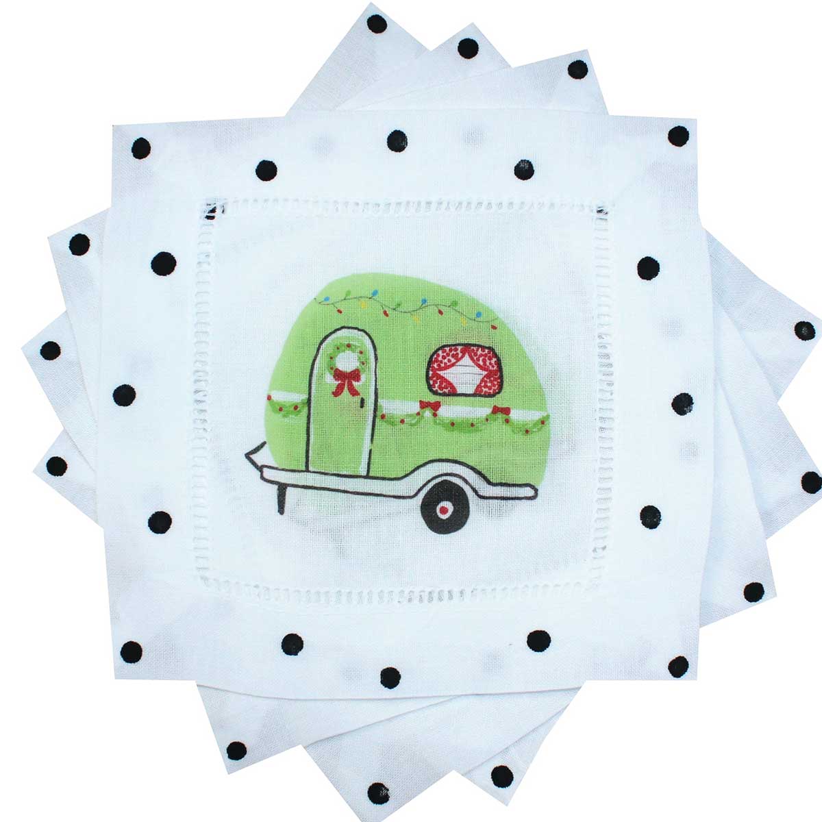 Holiday Camper Linen Cocktail Napkins