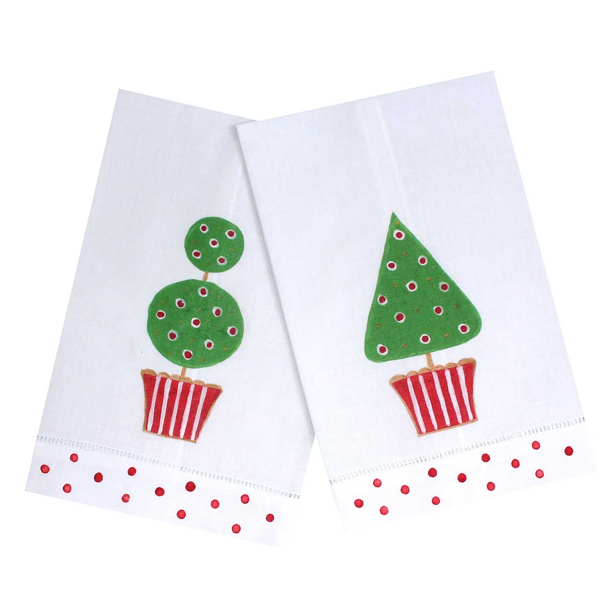 Holiday Topiary Linen Guest Towel