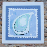 Purple and Turquoise Oyster Art Hand Cut Notecard