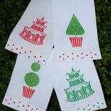 Holiday Topiary Linen Guest Towels