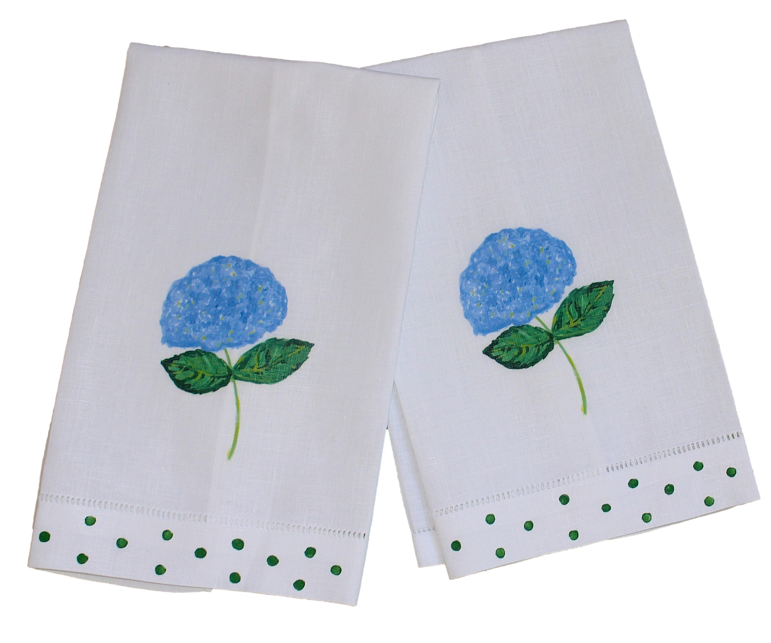 Blue Hydrangea Linen Guest Towel