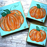 Colorful Pumpkins Original Fall Canvas Art
