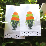 Pumpkin Topiary Linen Guest Towels
