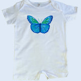 Blue Butterfly Baby Romper