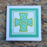 Turquoise Cross Hand Cut Notecard