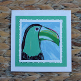 Turquoise Toucan Hand Cut Notecard