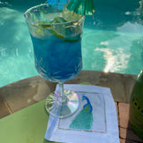 Colorful Peacock Linen Cocktail Napkins