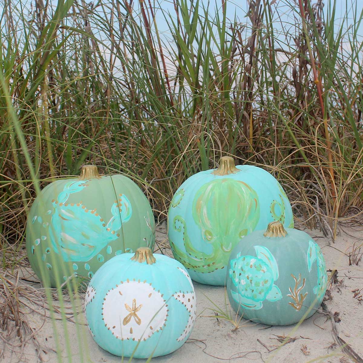 Small Coastal Painted Pumpkins - Thumbnail 4