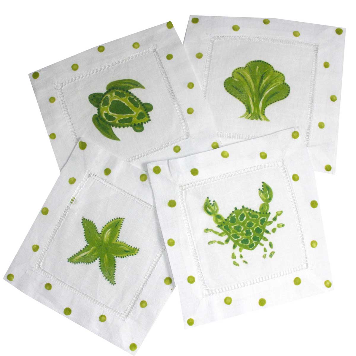 Sea Life Linen Cocktail Napkins - Thumbnail 3