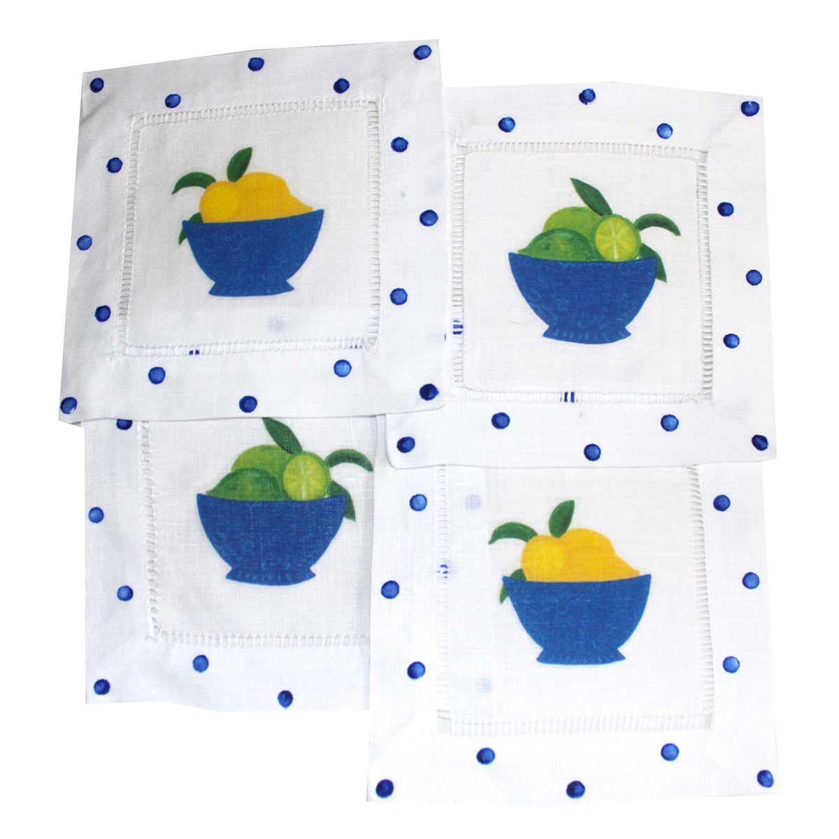 Lemon and Limes Linen Cocktail Napkins - Thumbnail 2