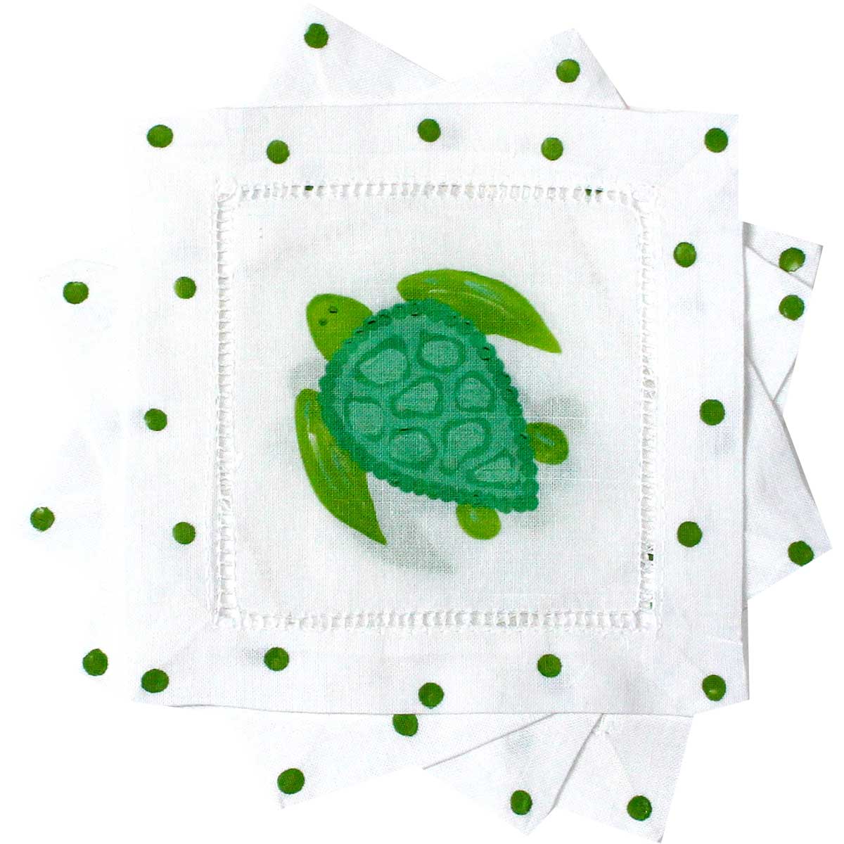 Sea Turtle Linen Cocktail Napkins - Thumbnail 3