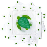 Lime and Teal Sea Turtle Linen Cocktail Napkins