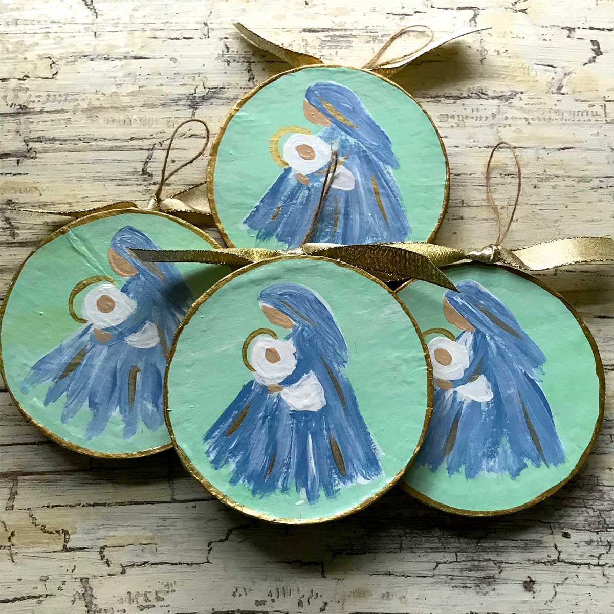 Mary and Baby Jesus Hand Painted Ornament
