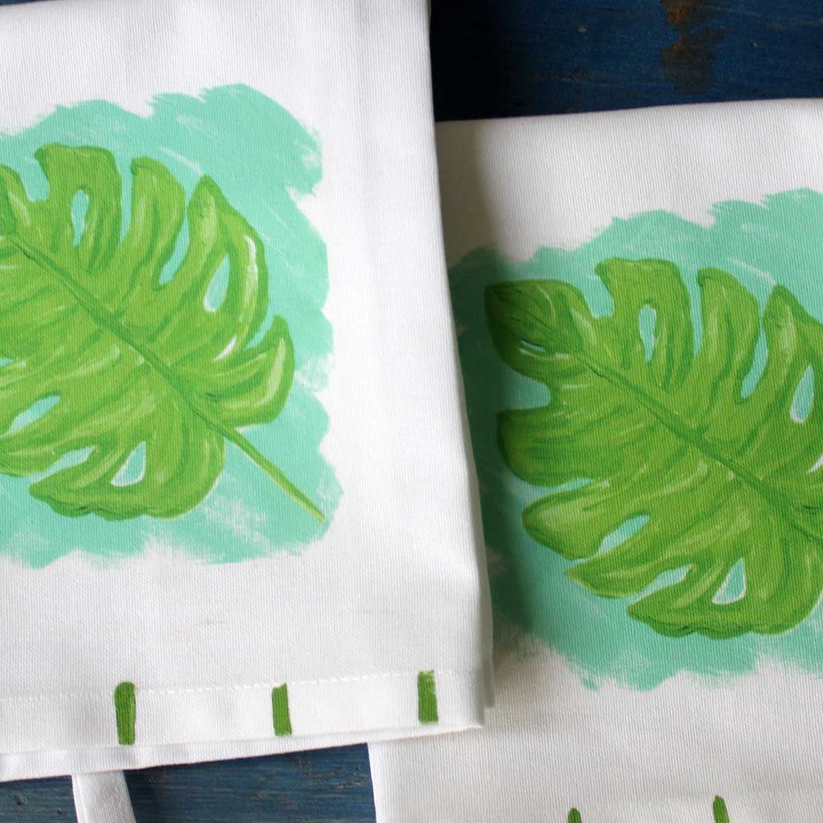 Tropical Monstera Leaf Tea Towel - Thumbnail 2