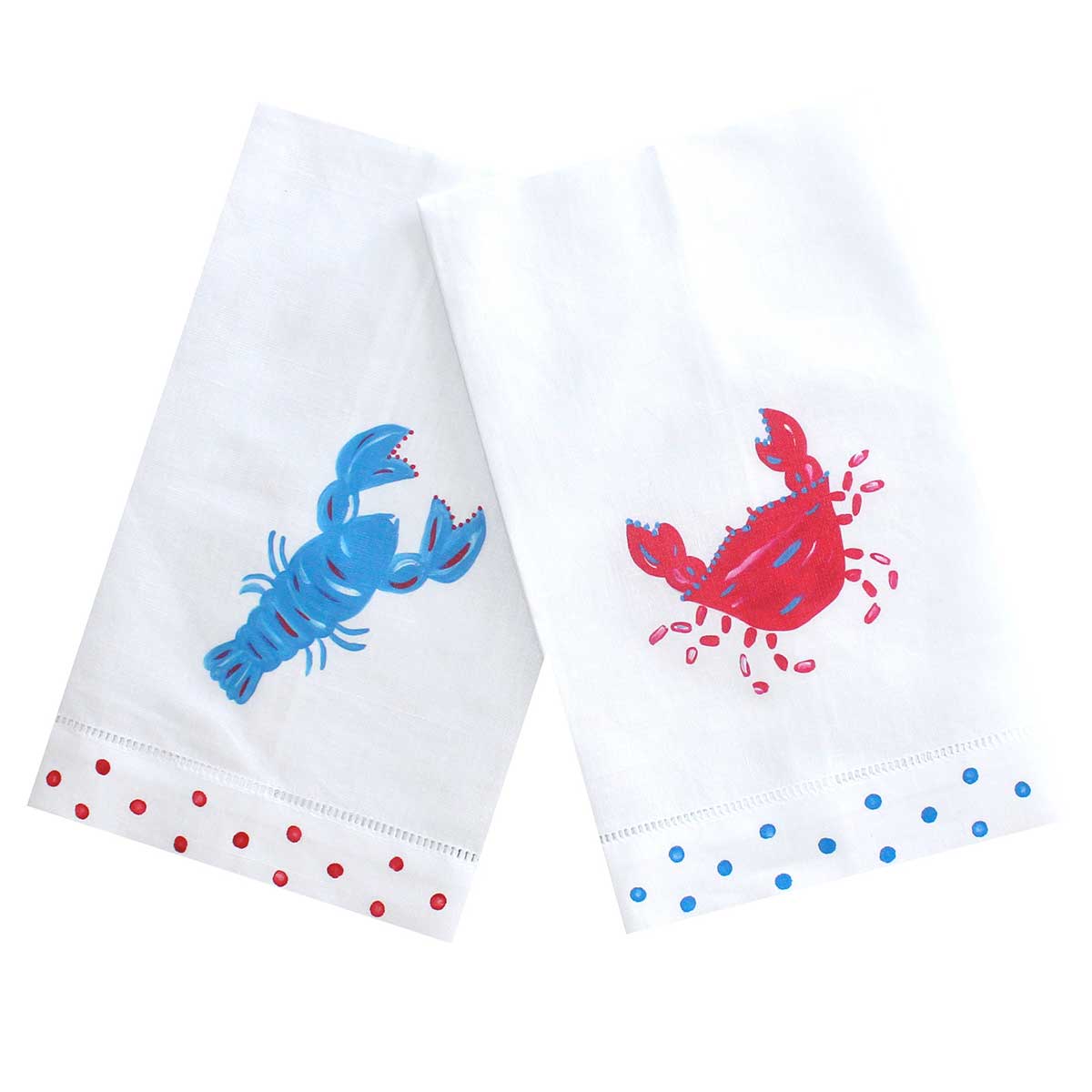 Nautical Lobster & Crab Linen Guest Towel Set