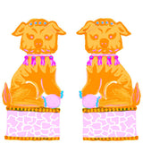 Orange Chinoiserie Foo Dogs Linen Guest Towel