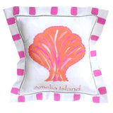 Orange and Pink Scallop Shell Linen Pillow