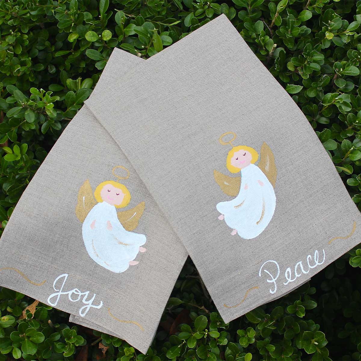 Peace or Joy Angel Linen Guest Towel
