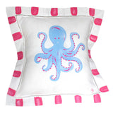 Periwinkle and Pink Octopus Linen Pillow